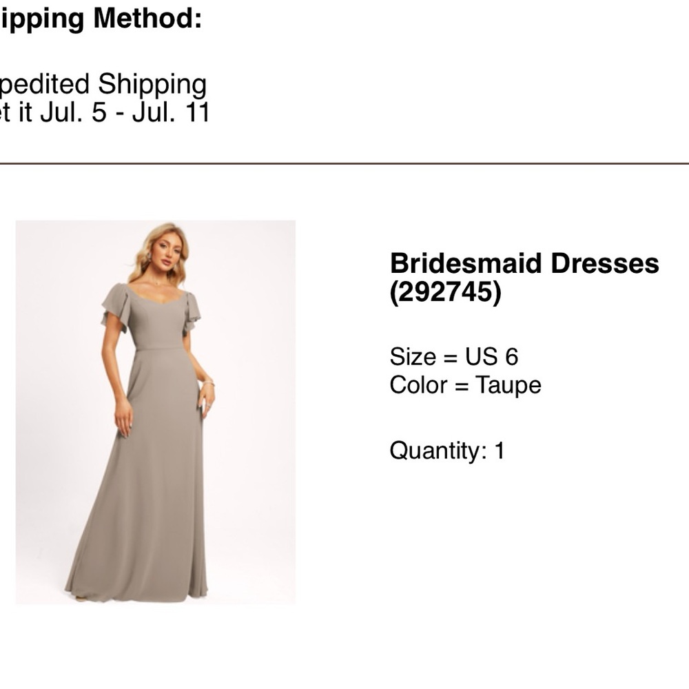 JJs House Ondina A-Line V-Neck Floor Length Ruffle Chiffon Dress Taupe Size 6 - Picture 14 of 14